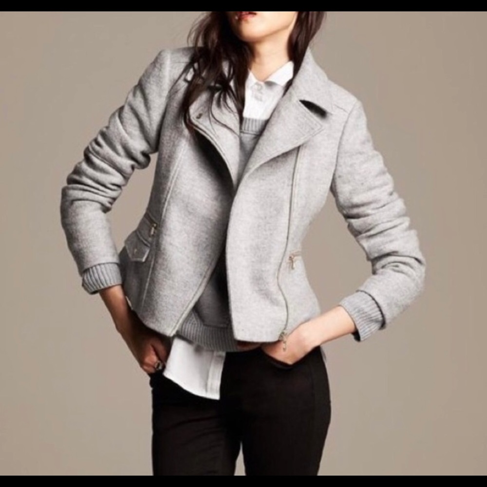 Gray Wool Banana Republic Moto Jacket